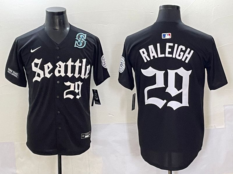 Men 2025 Seattle Mariners #29 Raleigh Black Five generations Joint Name Nike MLB Jersey style 62340->seattle mariners->MLB Jersey